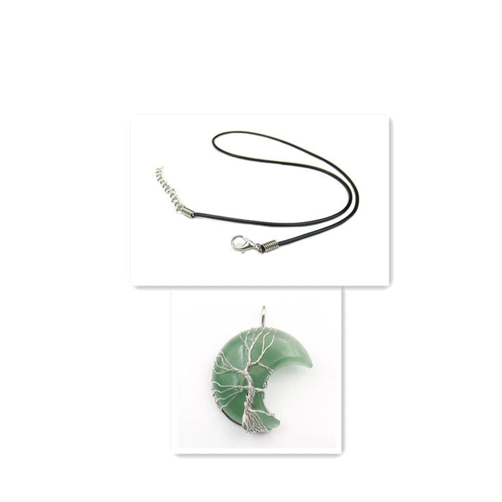 Necklace with Tree of Life Pendant and Crystal Moon