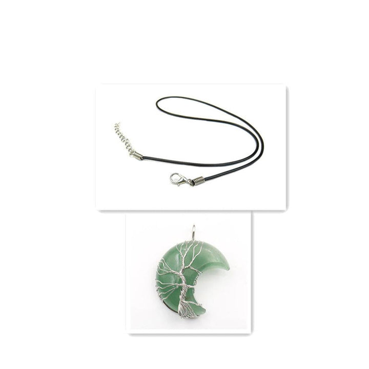 Necklace with Tree of Life Pendant and Crystal Moon