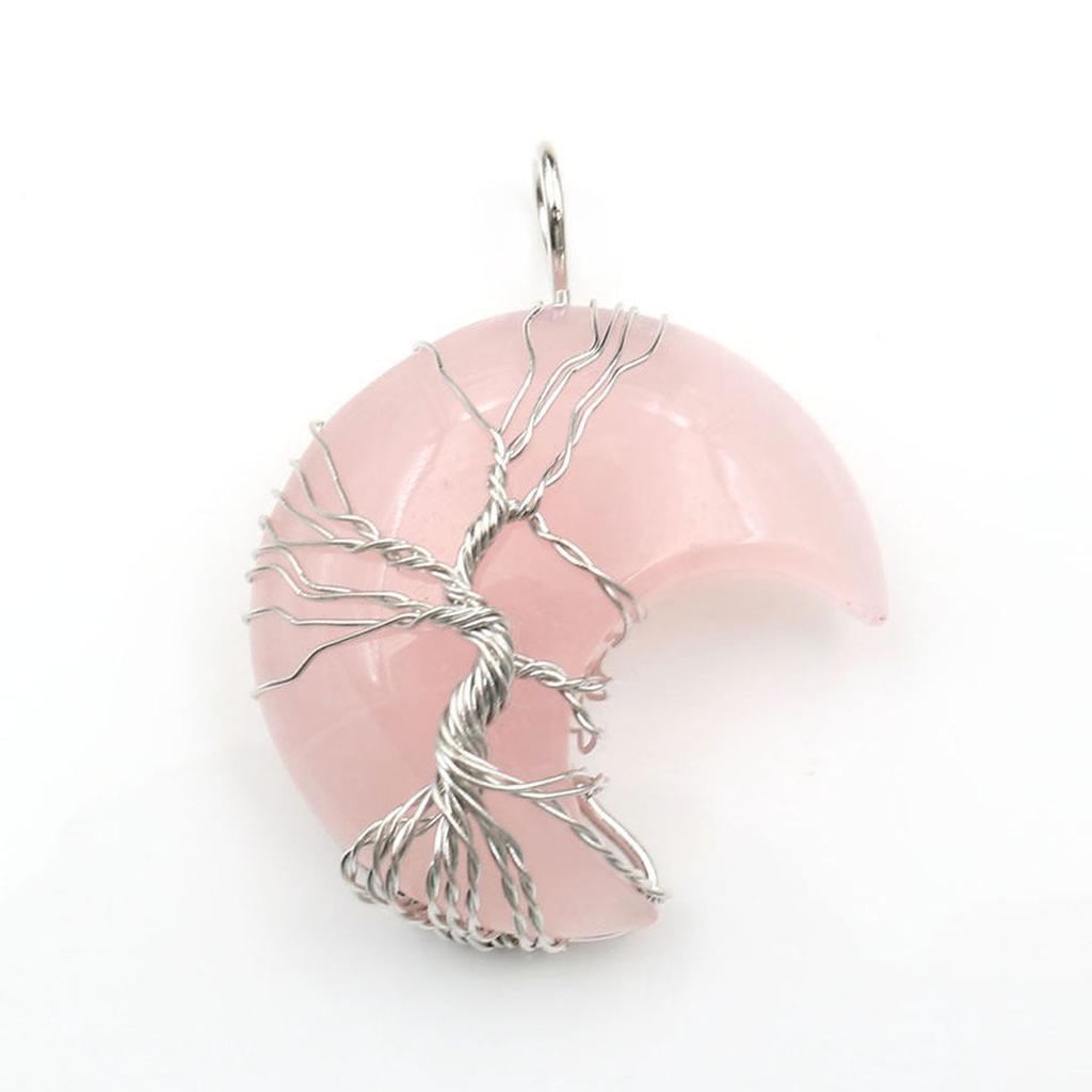 Necklace with Tree of Life Pendant and Crystal Moon