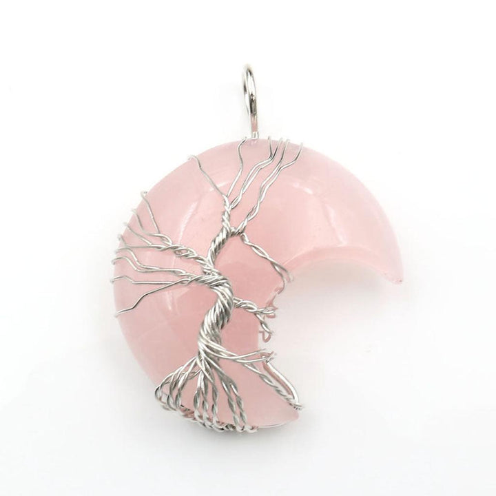 Necklace with Tree of Life Pendant and Crystal Moon