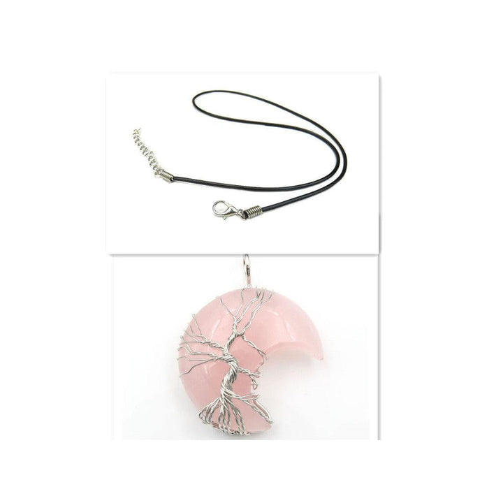 Necklace with Tree of Life Pendant and Crystal Moon