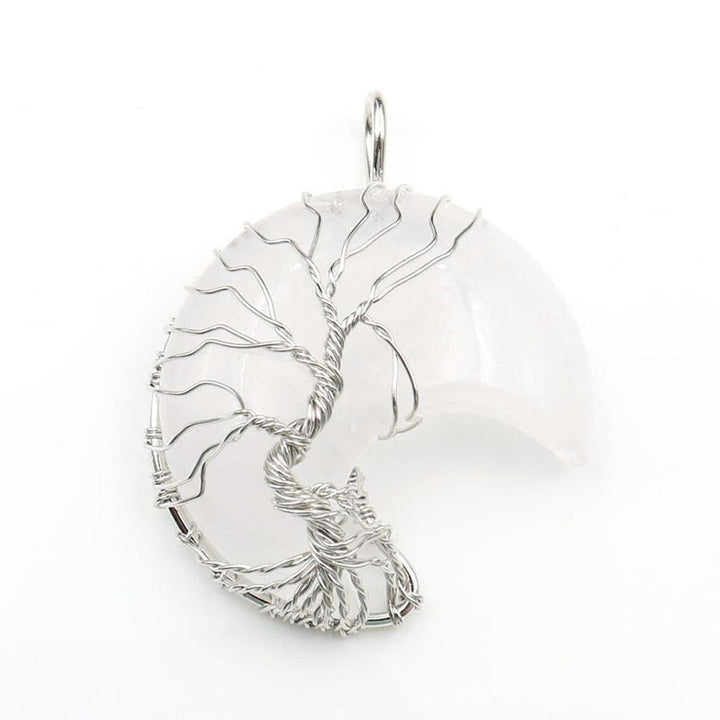 Necklace with Tree of Life Pendant and Crystal Moon