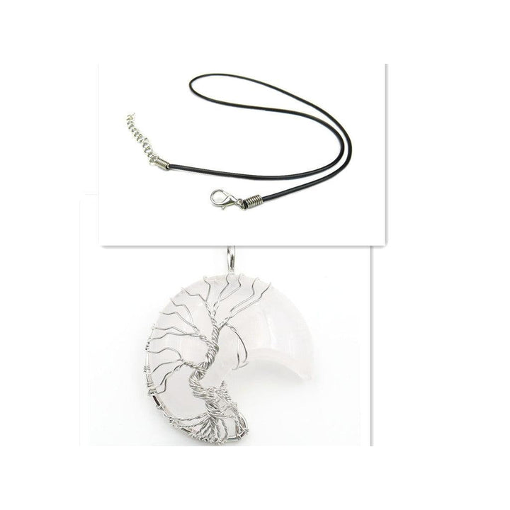 Necklace with Tree of Life Pendant and Crystal Moon