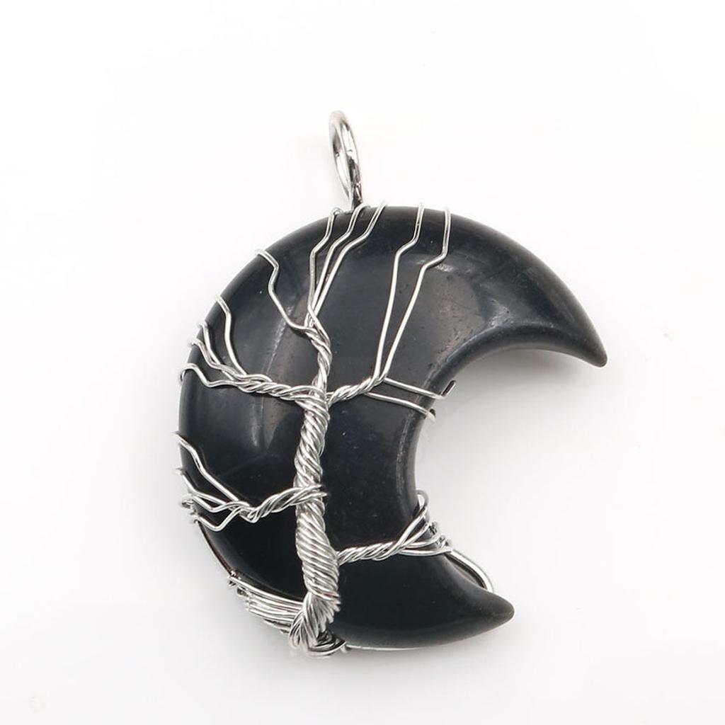 Necklace with Tree of Life Pendant and Crystal Moon