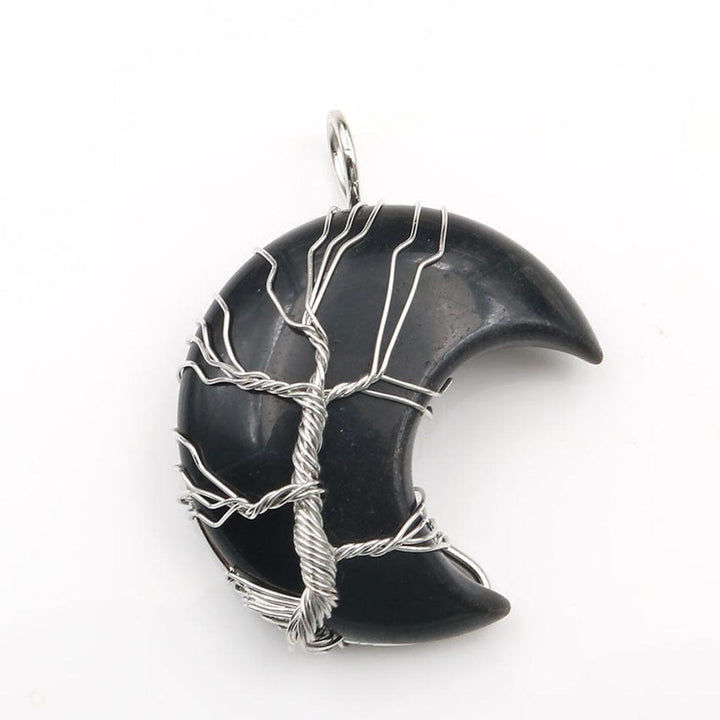 Necklace with Tree of Life Pendant and Crystal Moon