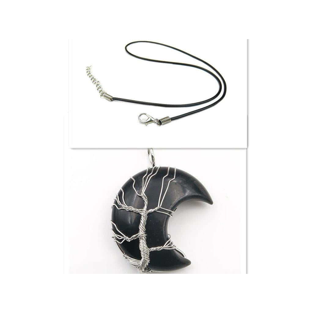 Necklace with Tree of Life Pendant and Crystal Moon