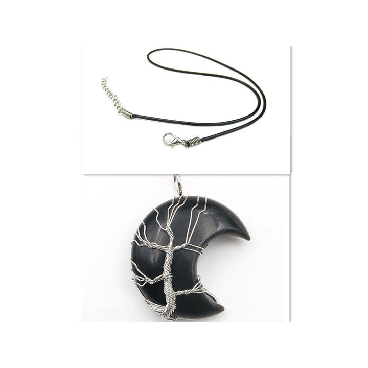 Necklace with Tree of Life Pendant and Crystal Moon