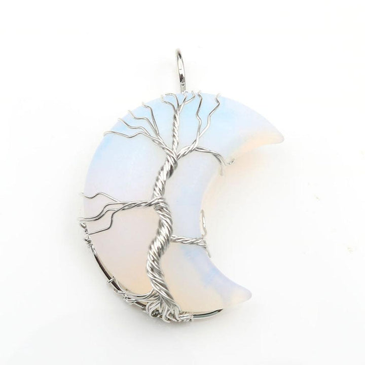 Necklace with Tree of Life Pendant and Crystal Moon
