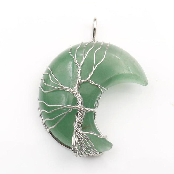 Necklace with Tree of Life Pendant and Crystal Moon