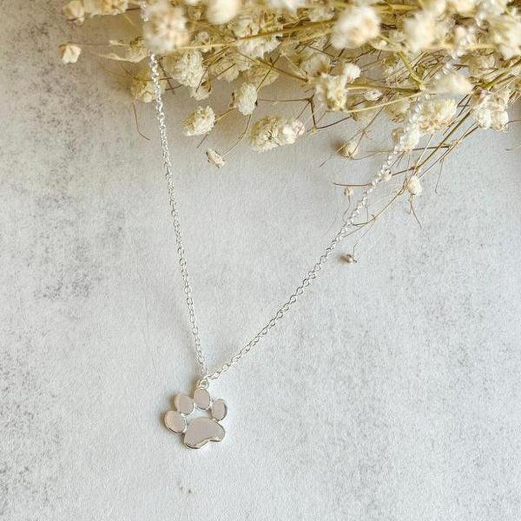 Paw Necklace in White Gold and Stainless Steel