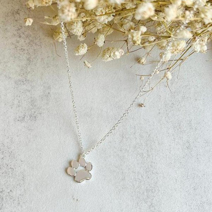 Paw Necklace in White Gold and Stainless Steel