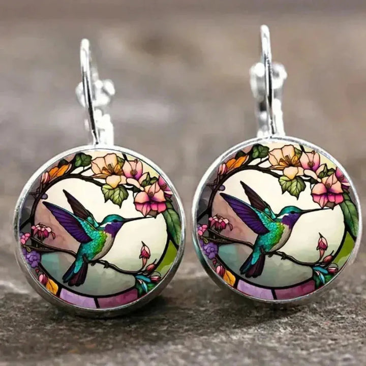 Necklace with Swallow Pendant under Glass Dome