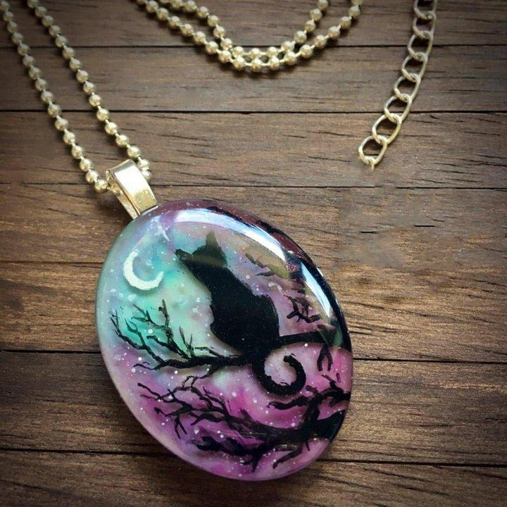 Necklace with the Enchanted Cat "The Starry Night"