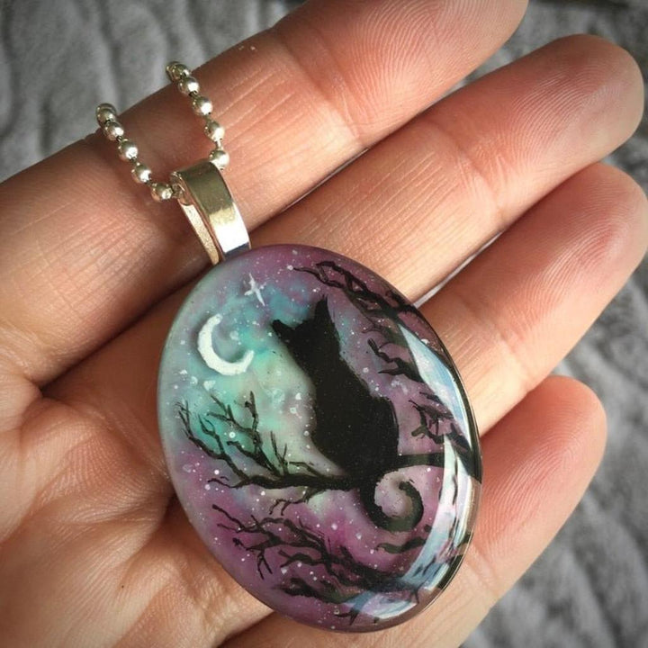 Necklace with the Enchanted Cat "The Starry Night"