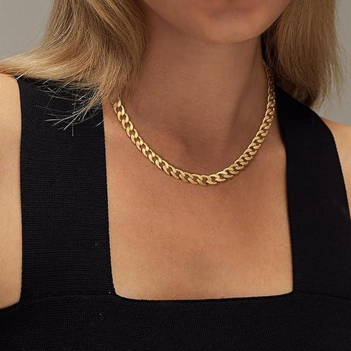 Gold Chain Necklace with Thick Curb Link