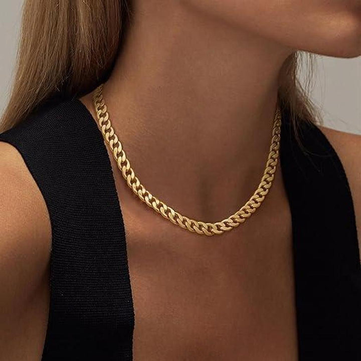 Gold Chain Necklace with Thick Curb Link