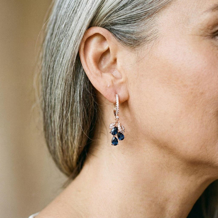 Hanging Earrings with Blue Crystals