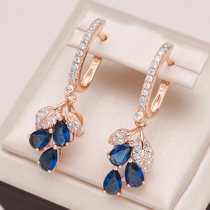 Hanging Earrings with Blue Crystals