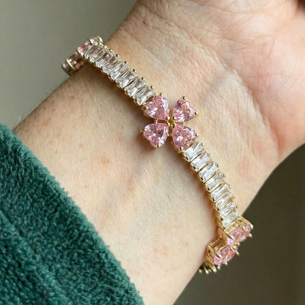 Amethyst and Clover Bracelet | Gold