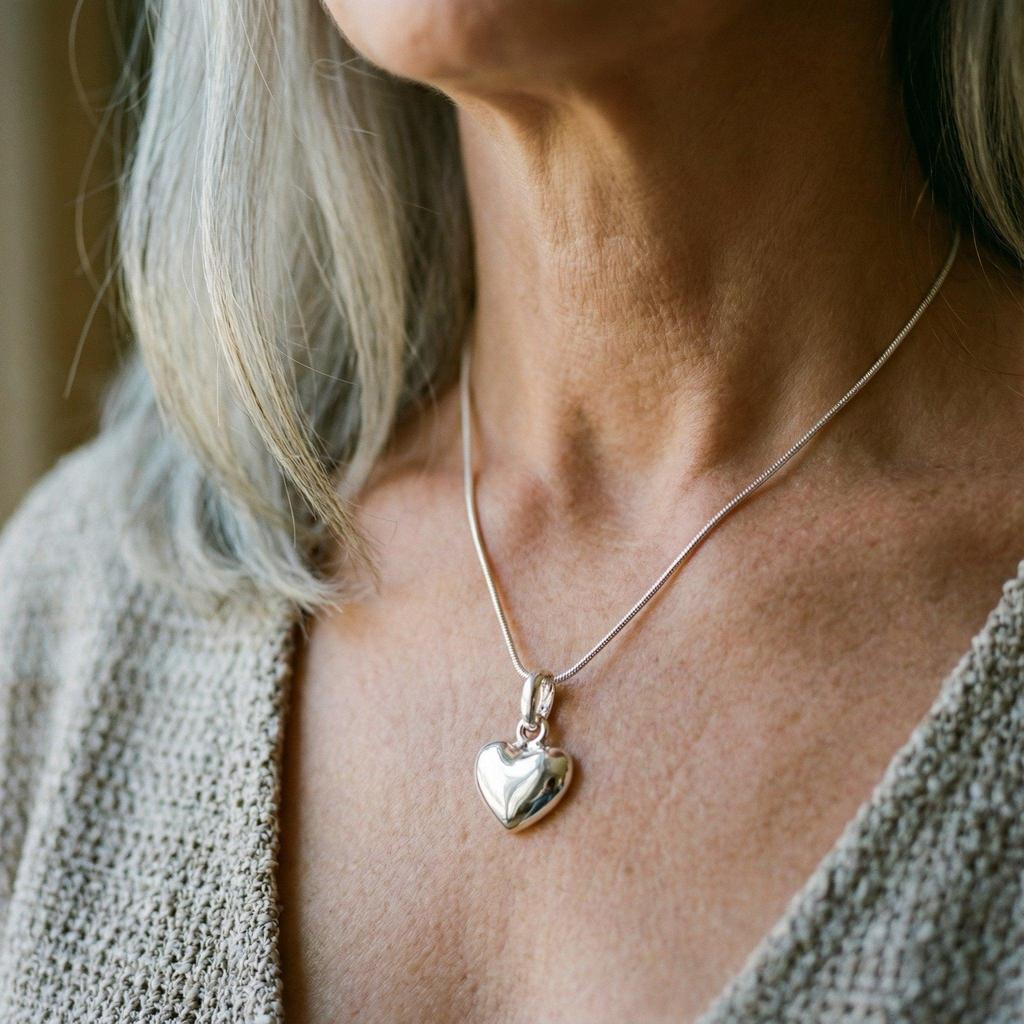 Heart Necklace in White Gold