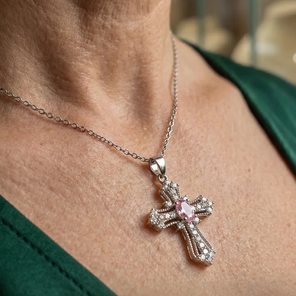 Heavenly Pink Cross Necklace
