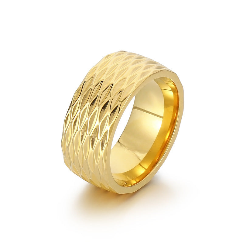Kaelis Band Ring with Grid Pattern