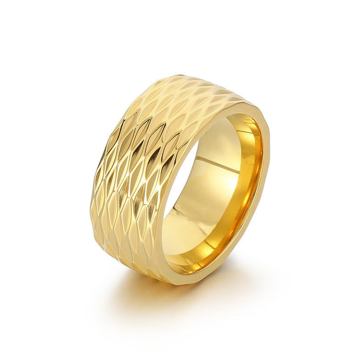 Kaelis Band Ring with Grid Pattern