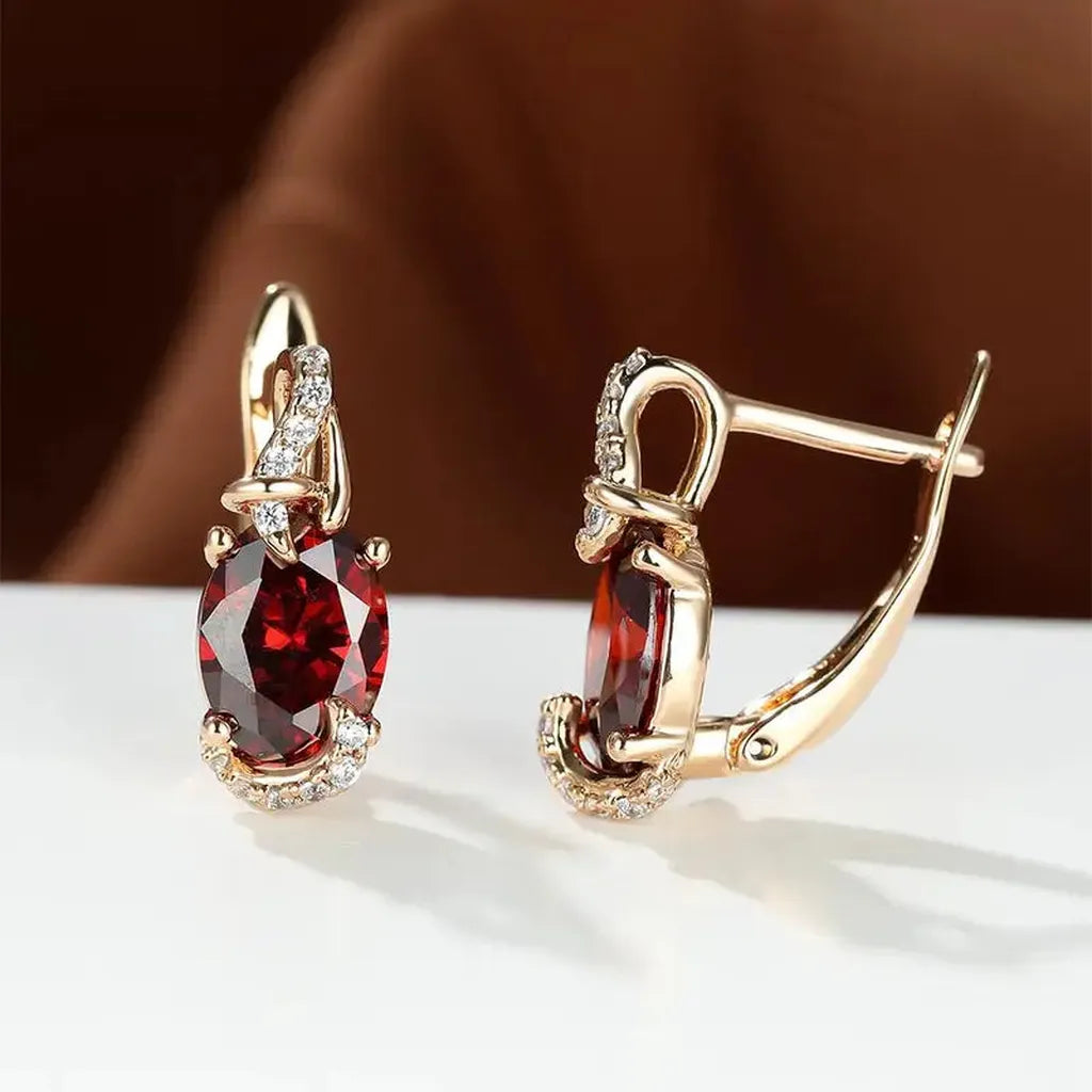 Crimson Twilight Earrings | Gold