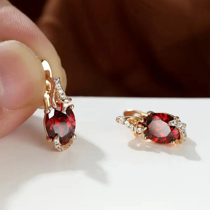 Crimson Twilight Earrings | Gold