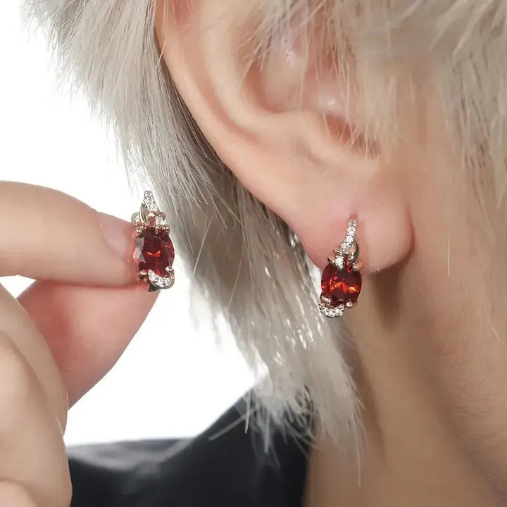 Crimson Twilight Earrings | Gold