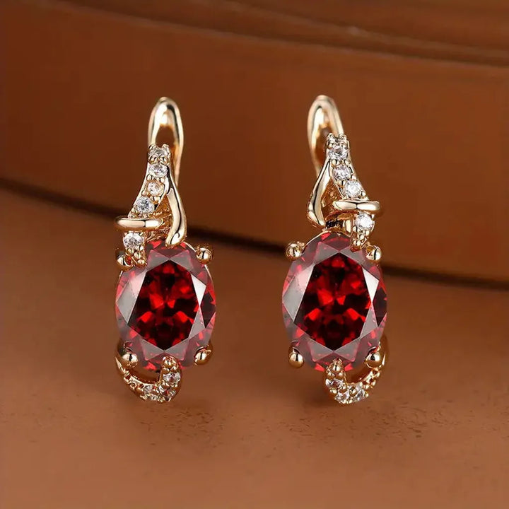 Crimson Twilight Earrings | Gold
