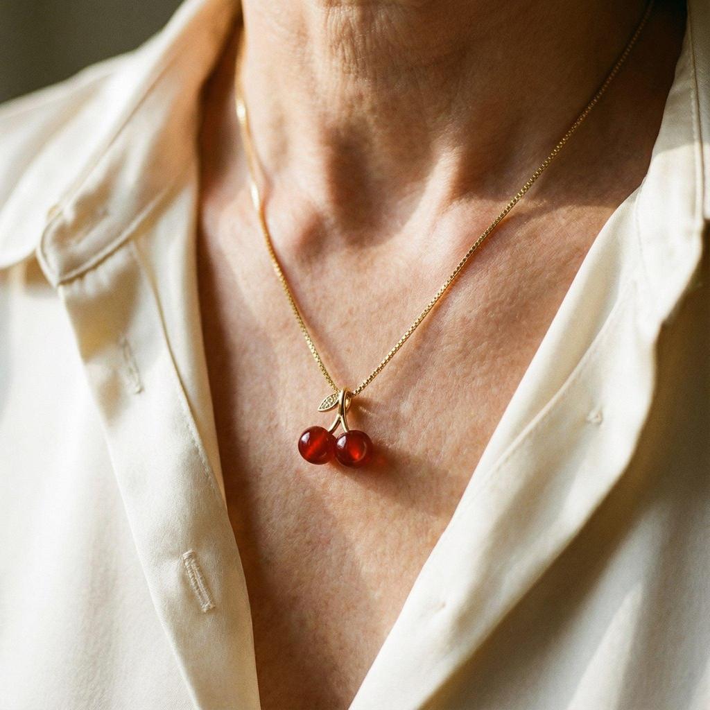 Cherry Necklace in Gold