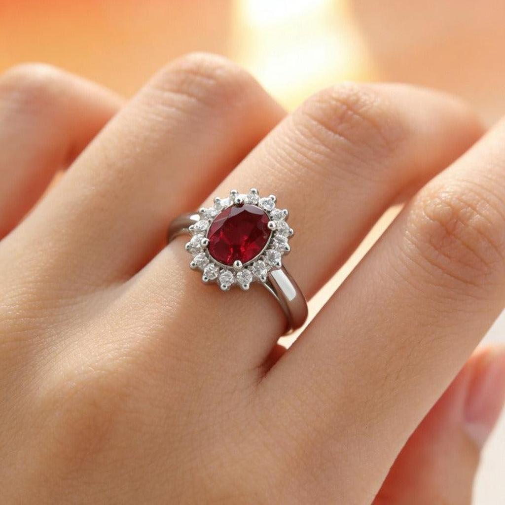Classic Ring with Ruby and White Gold Edge