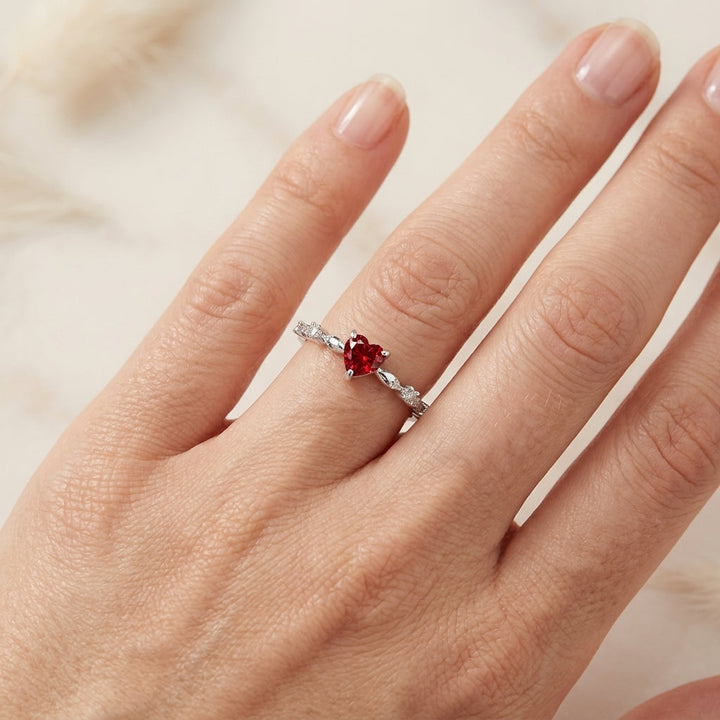 Coral Ring in White Gold