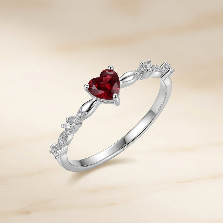 Coral Ring in White Gold