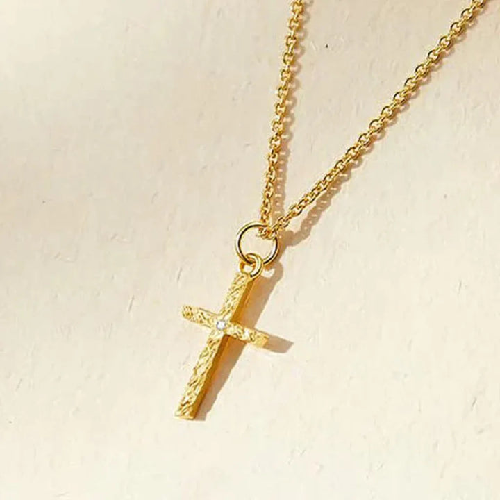 Cross Necklace with Initial | Gold