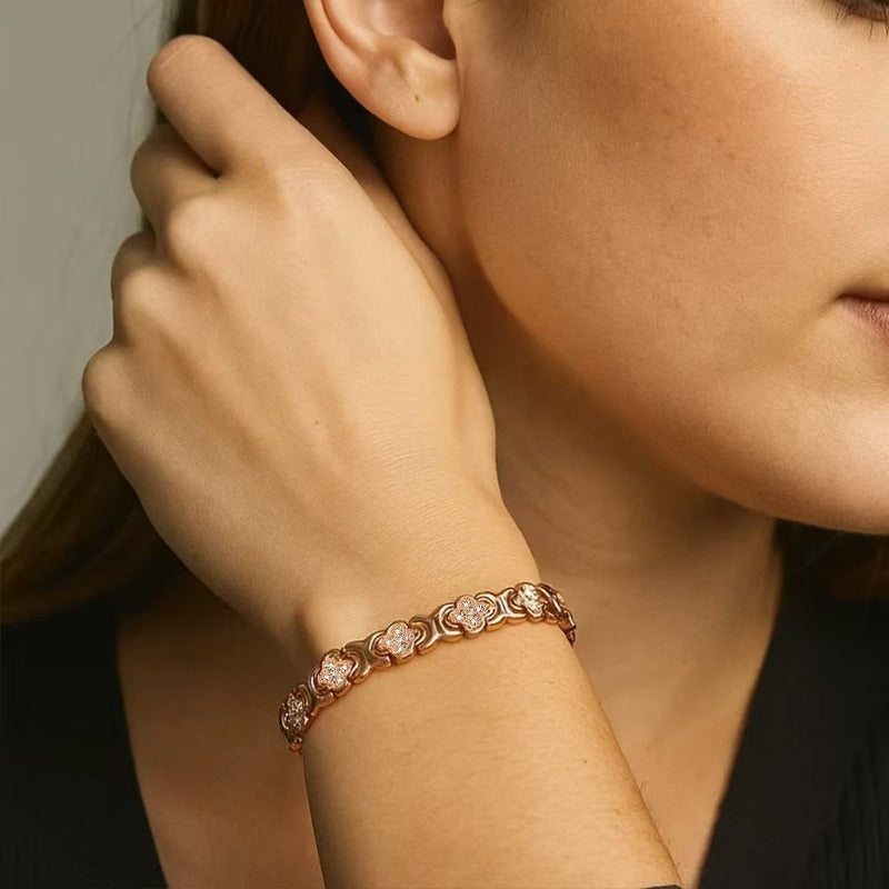 Copper bracelet with crystal flower