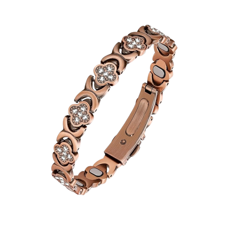 Copper bracelet with crystal flower
