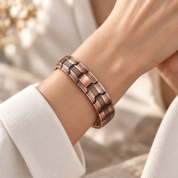Copper Bracelet with Wave Mosaic