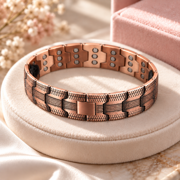 Copper Bracelet with Wave Mosaic