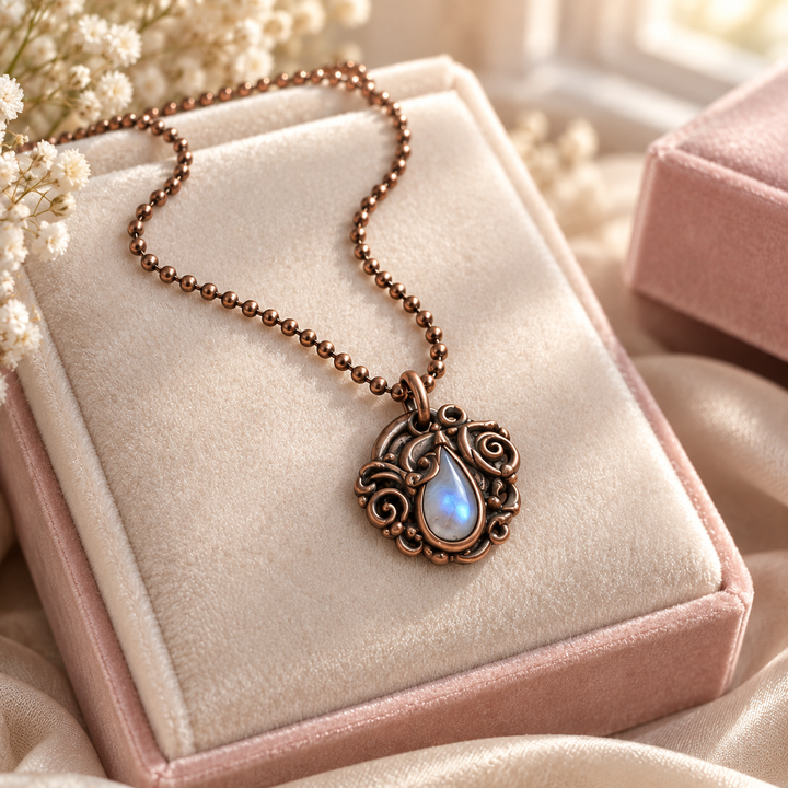 Eulalia Copper Necklace with Sky Stone