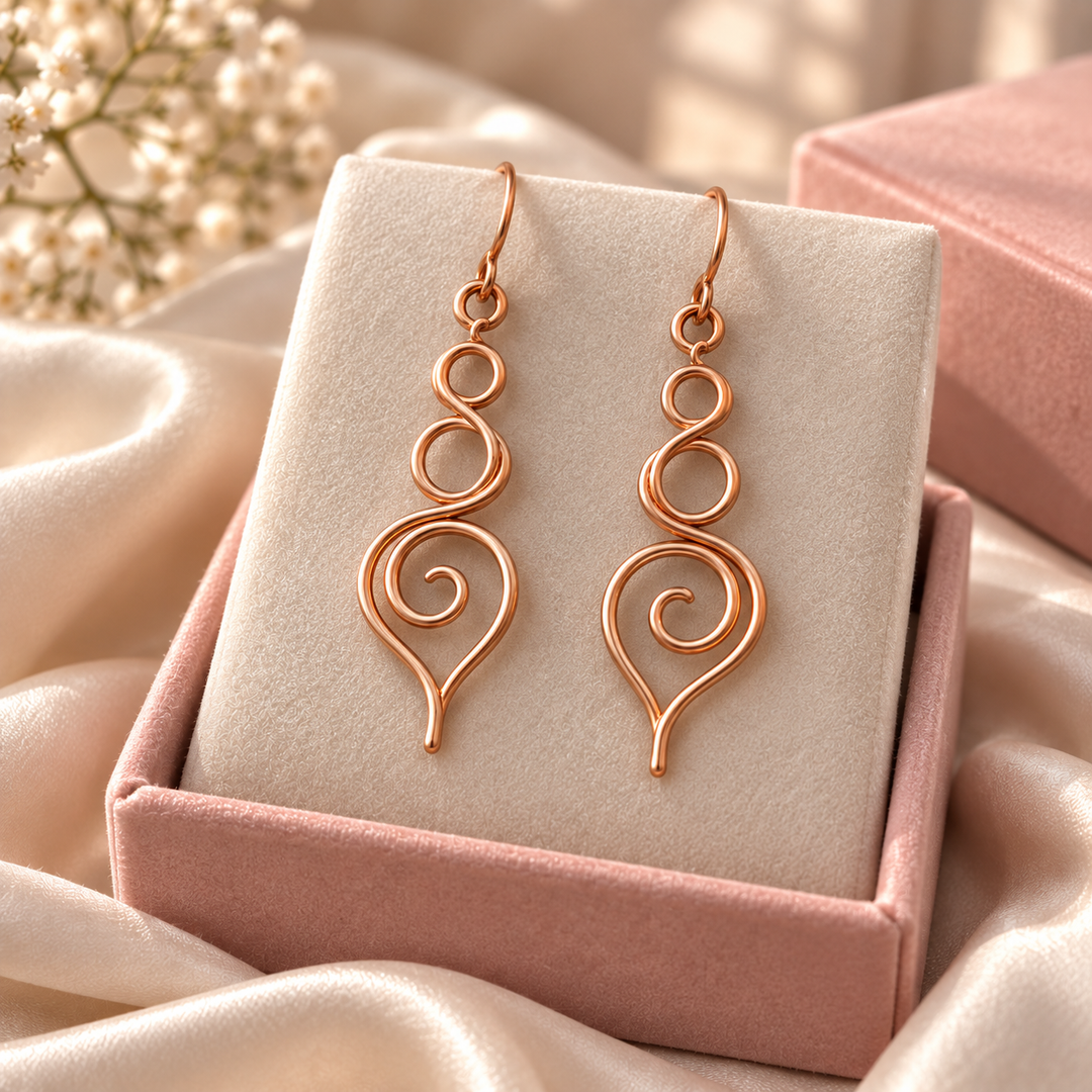 Loretta Copper Earrings with Swirl Motif