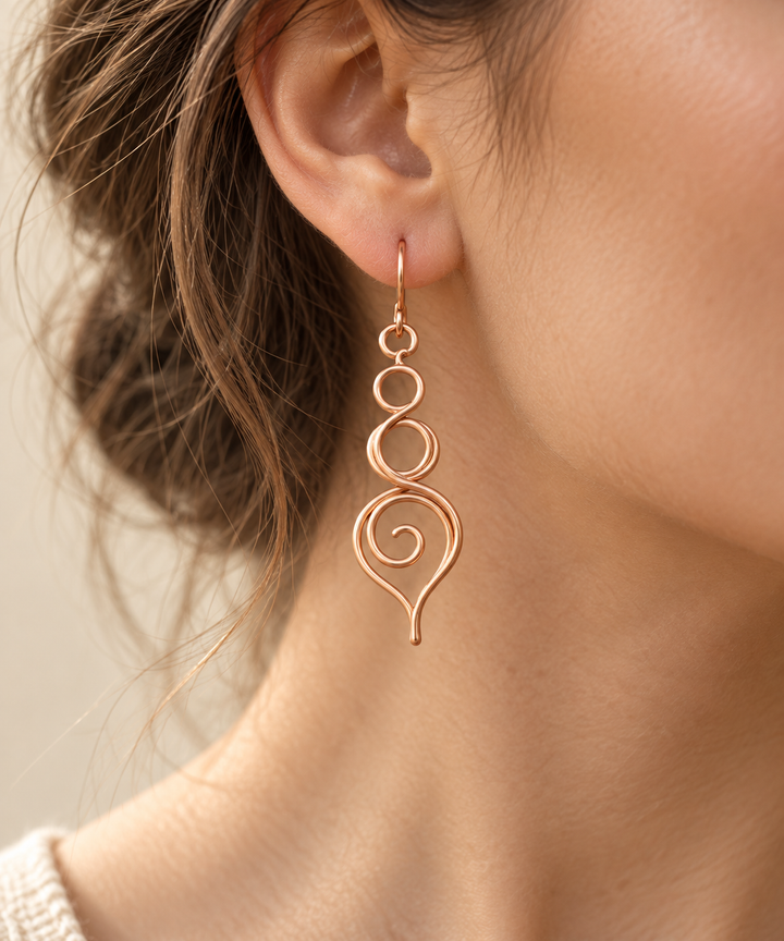 Loretta Copper Earrings with Swirl Motif