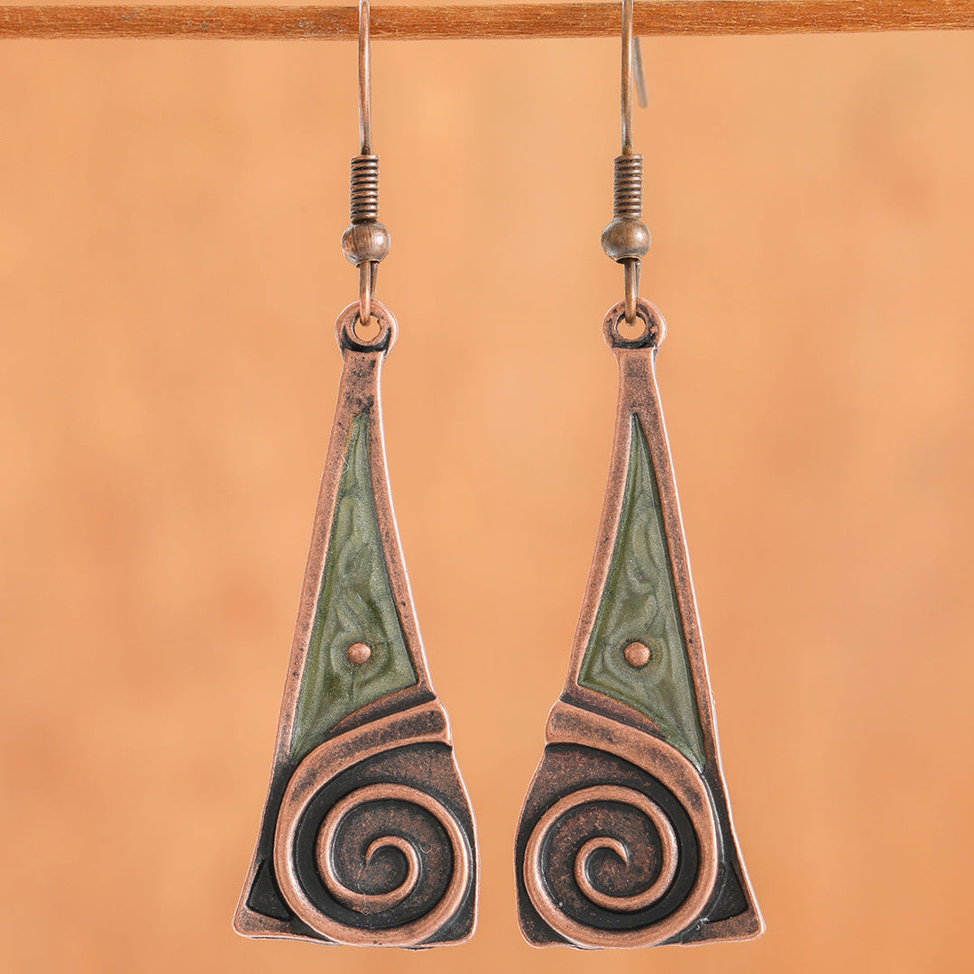 Copper Earrings with Ethno Swirl