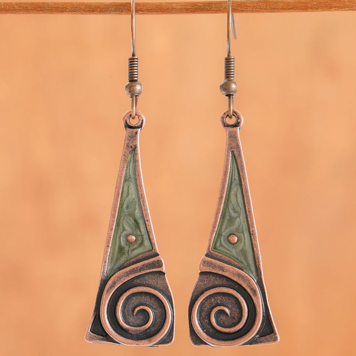 Copper Earrings with Ethno Swirl