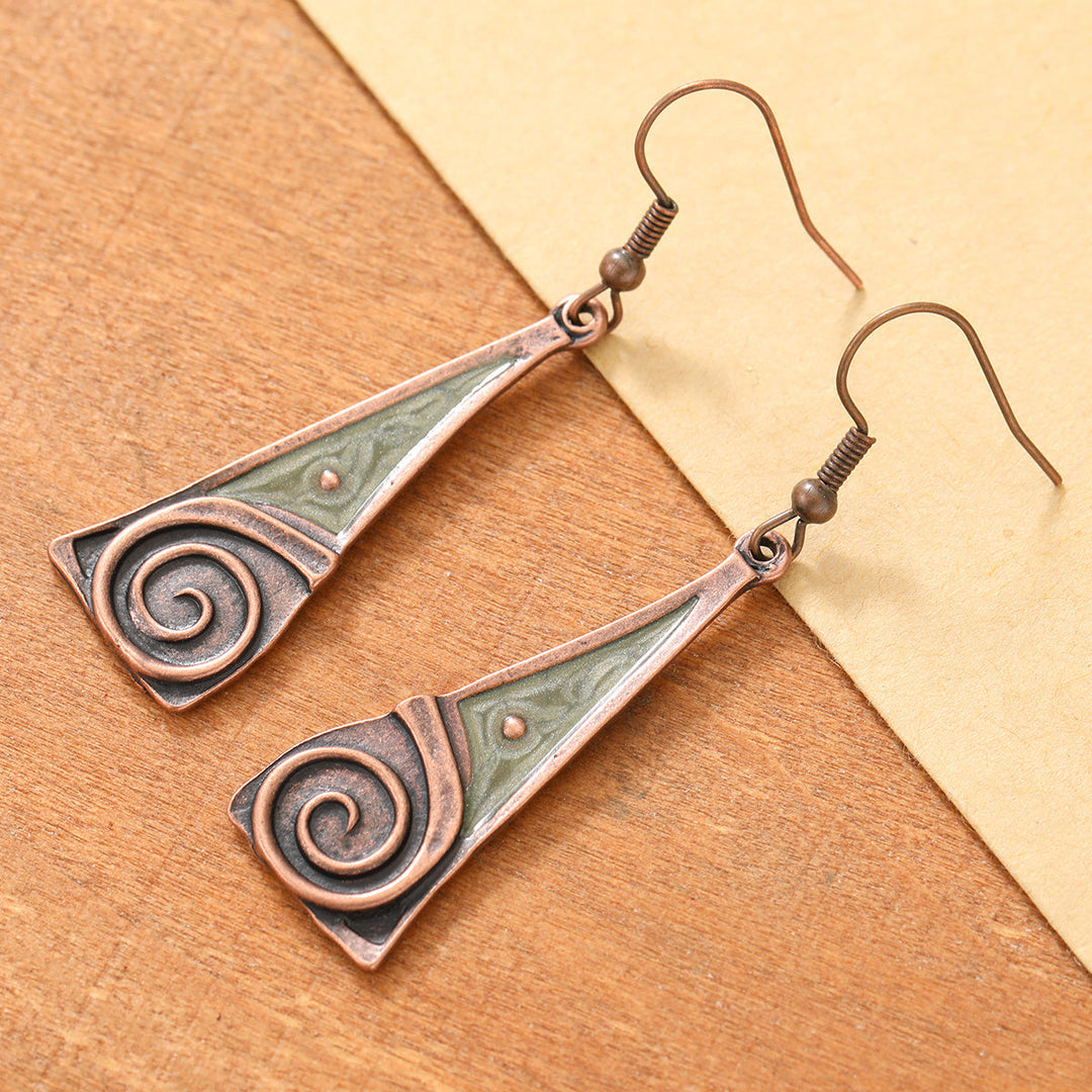 Copper Earrings with Ethno Swirl