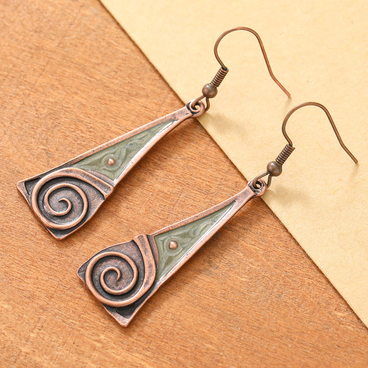 Copper Earrings with Ethno Swirl