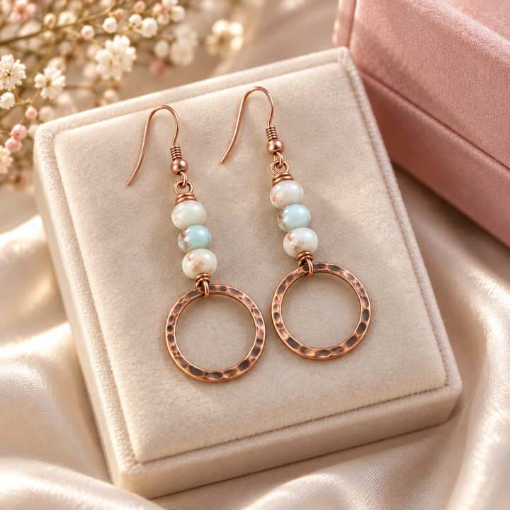 Copper Earrings with Fog Ball