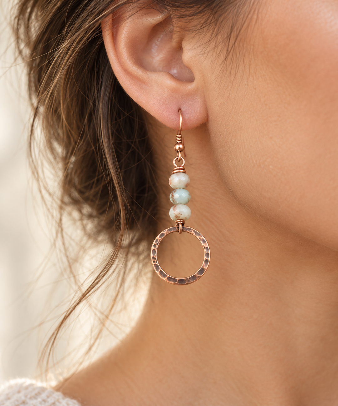Copper Earrings with Fog Ball