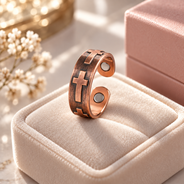Copper Ring with Cross Motif